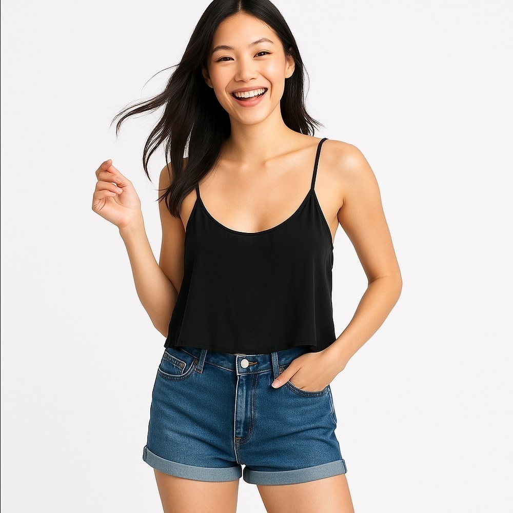 BRANDY MELVILLE Sexy Black Semi-Sheer Tank Top or Teddie Size L